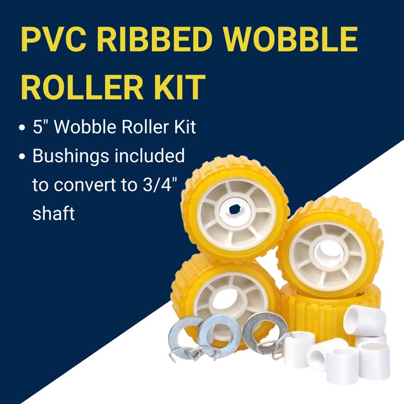 Tie Down Engineering Hull Sav'r 5 inch PVC Ribbed Wobble Roller Kit | 7/8 inch and 1-1/8 inch Shafts | Boat Trailer Parts & Accessories | Boat Trailer Roller Kit - Image 4